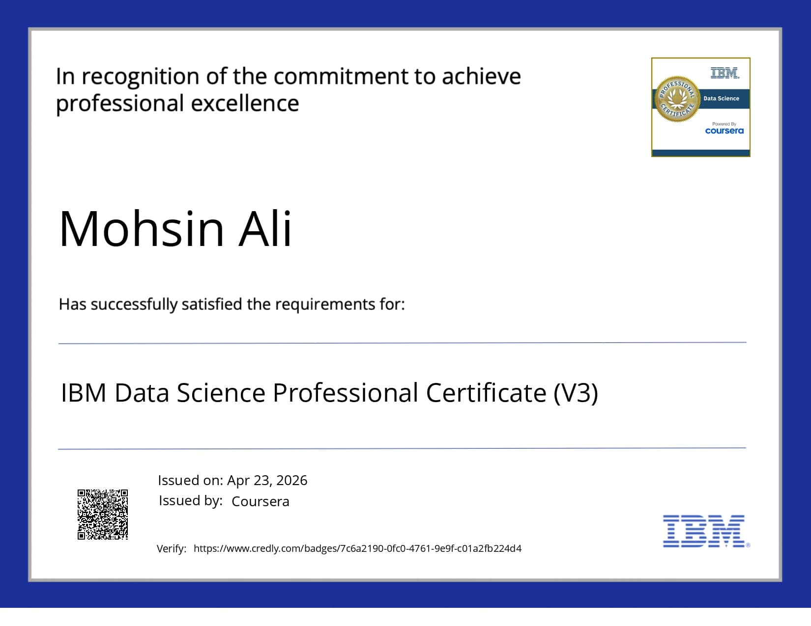IBM Data Science Professional Certificate (V3)